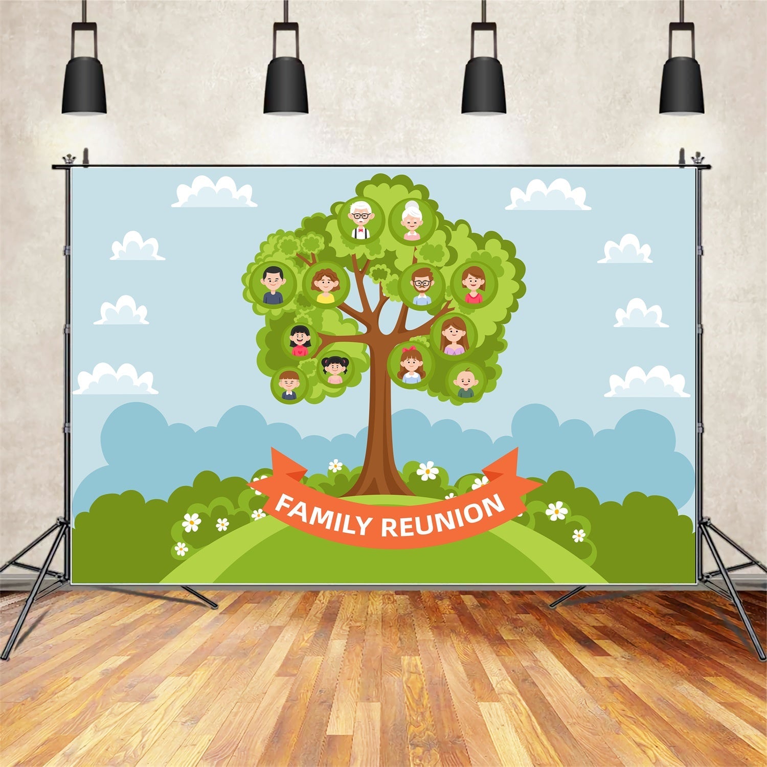 Backdrop Family Reunion Family Heritage Tree Celebration Backdrop UK XY2-123