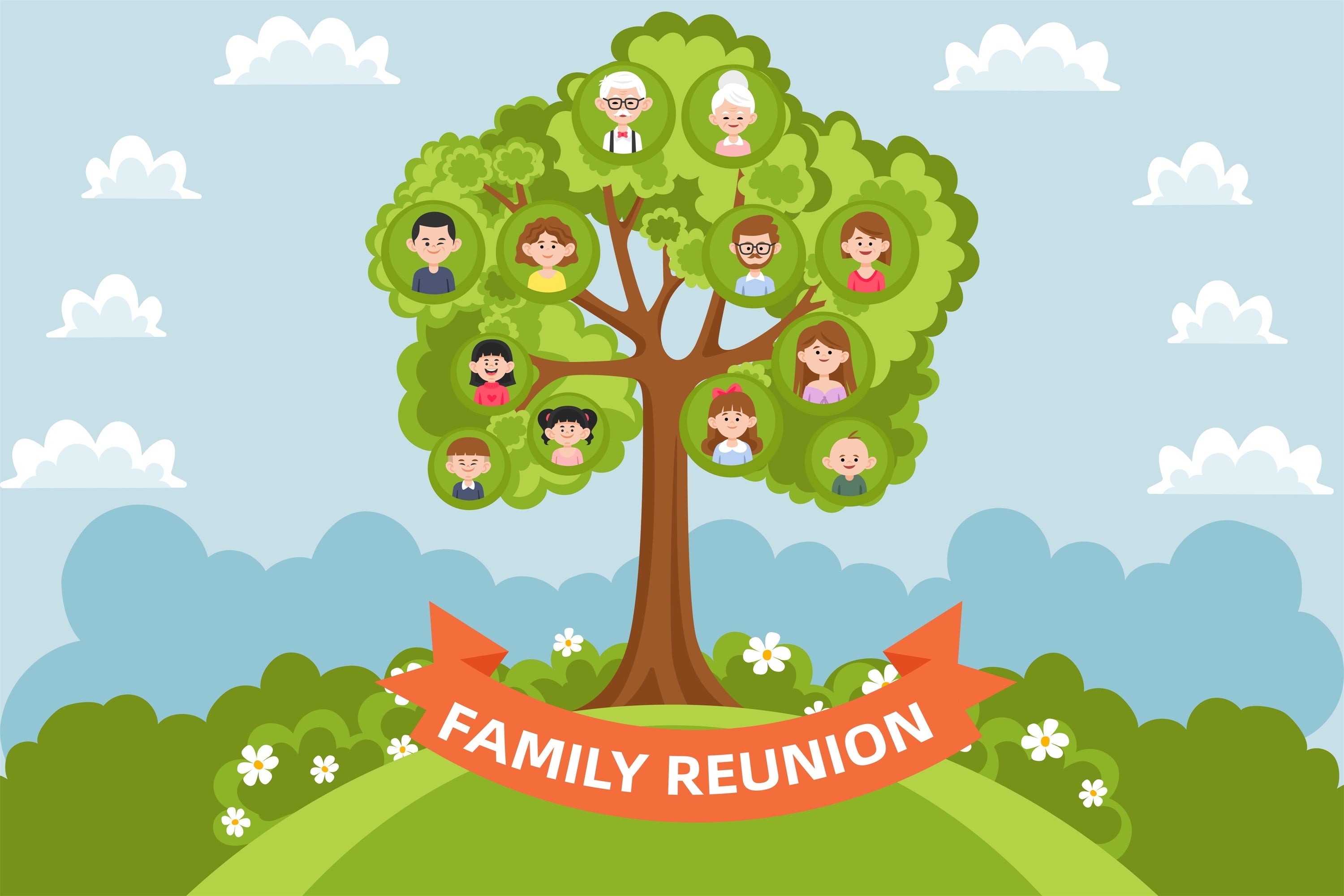 Backdrop Family Reunion Family Heritage Tree Celebration Backdrop UK XY2-123