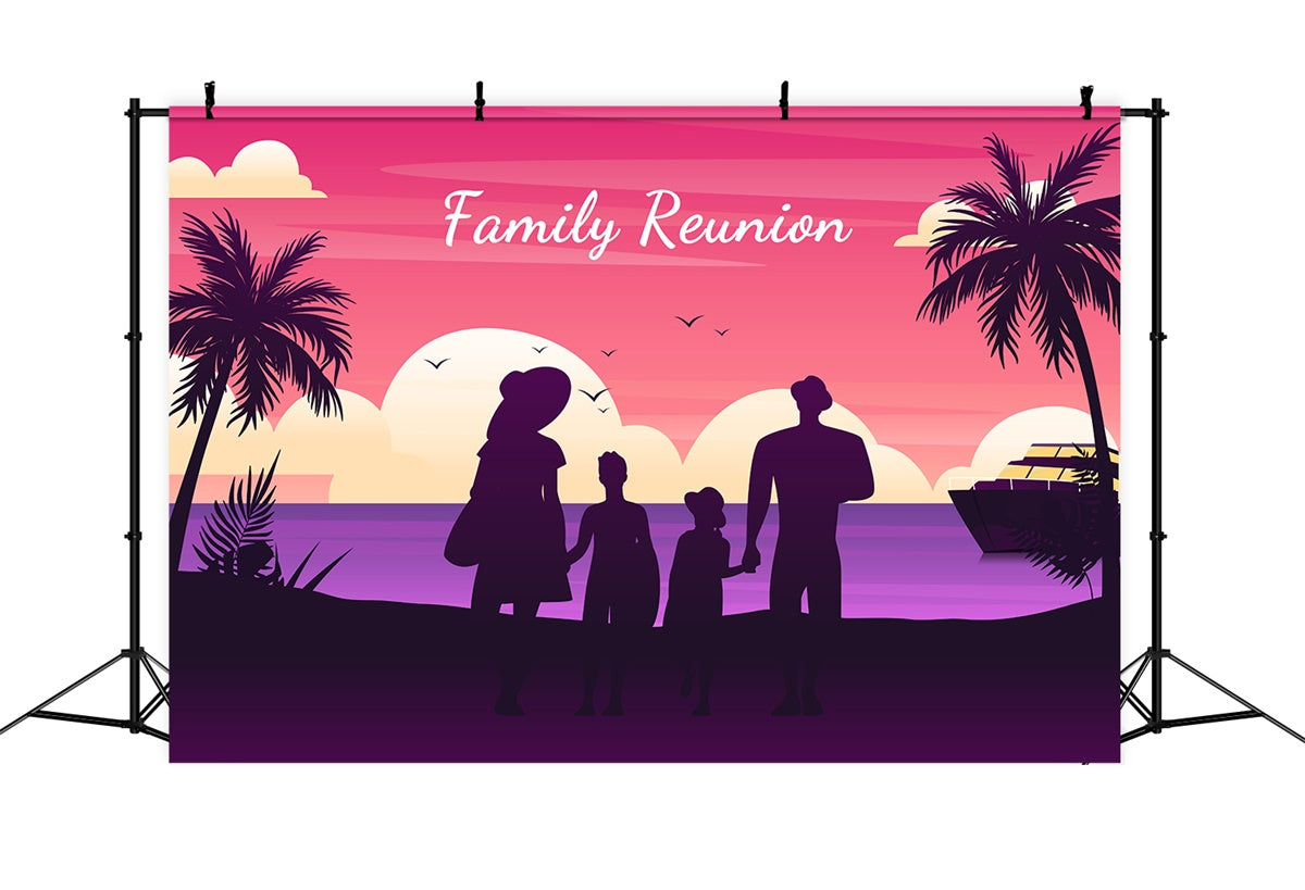 Family Reunion Backdrop Silhouette Family Sunset Reunion Backdrop UK XY2-125