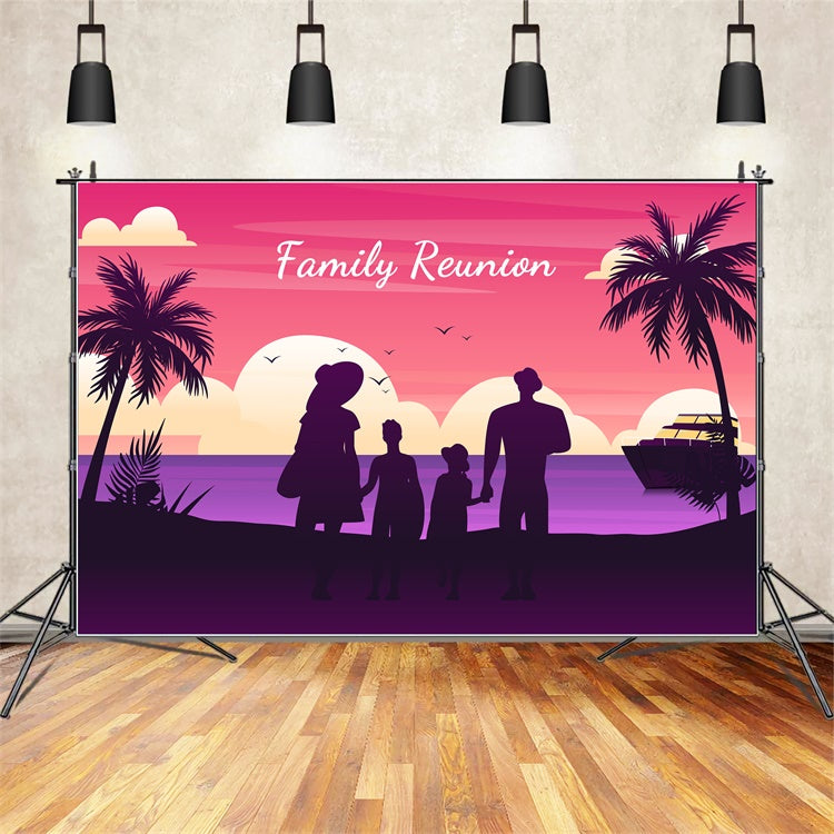 Family Reunion Backdrop Silhouette Family Sunset Reunion Backdrop UK XY2-125