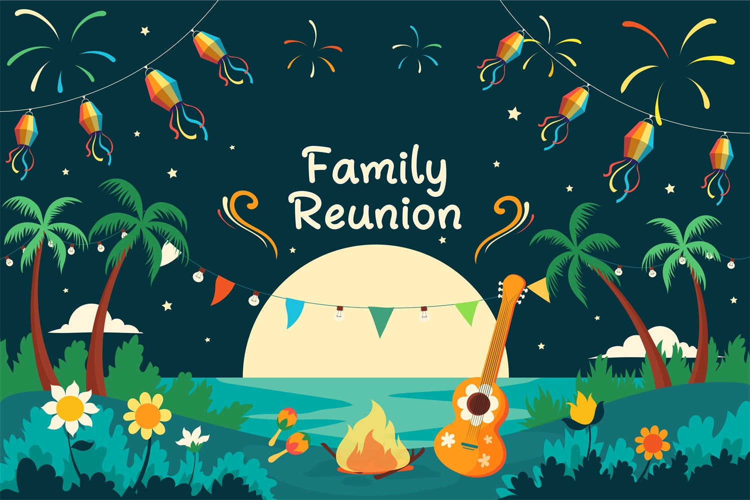 Family Reunion Backdrop Ideas Starry Sky Beach Reunion Backdrop UK XY2-126