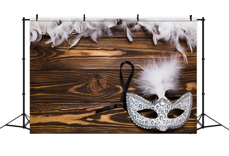 Masquerade Photo Backdrop Graceful Silver Feather Mask Backdrop UK XY2-137