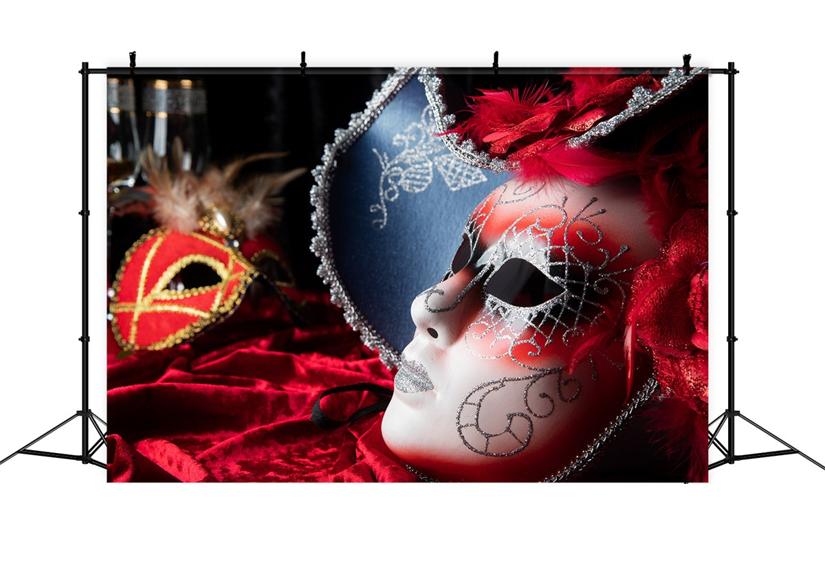 Masquerade Backdrop Luxurious Feathered Mask Celebration Backdrop UK XY2-138