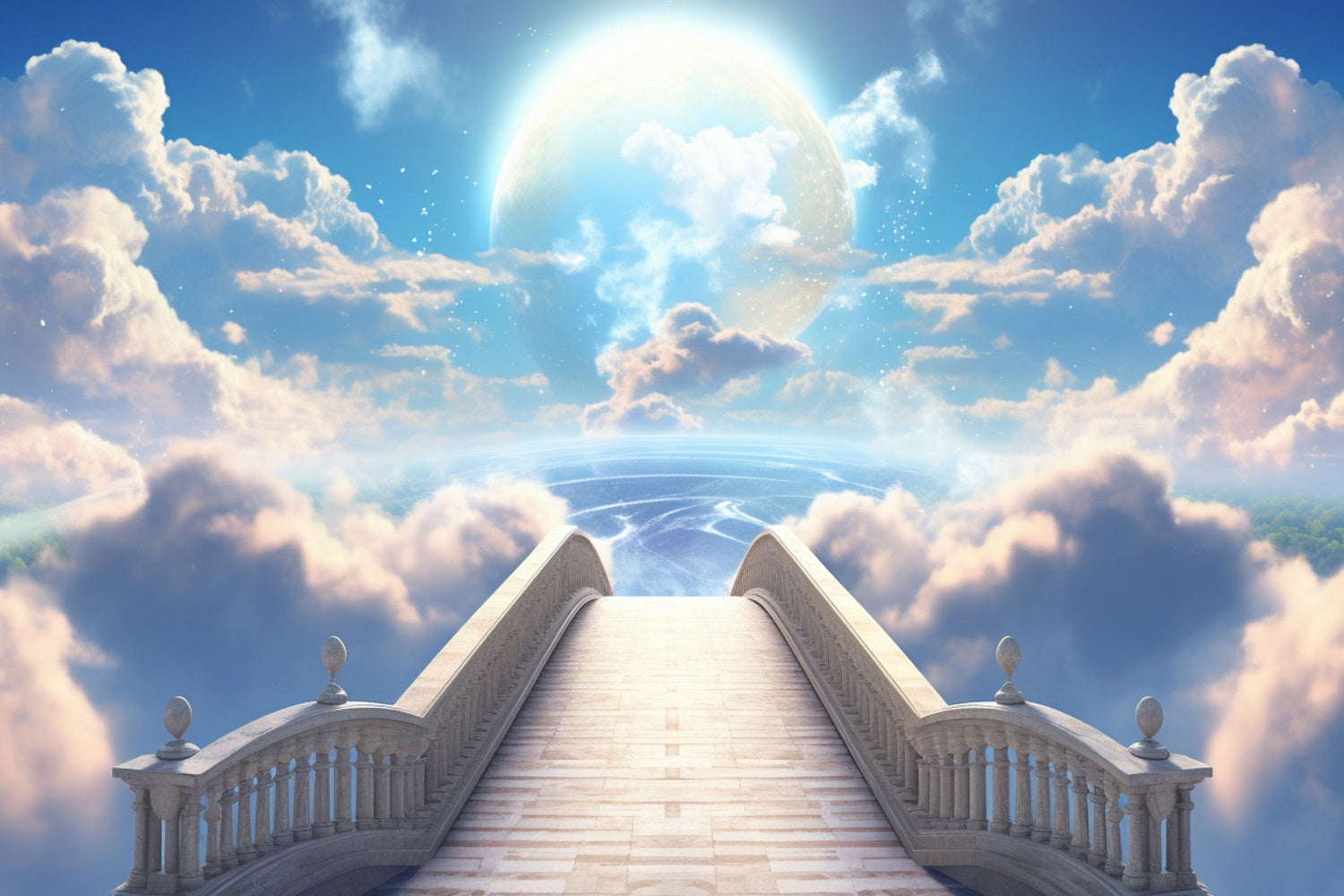 Memorial Backdrops Fantasy Golden Cloud Path Backdrop UK XY2-142