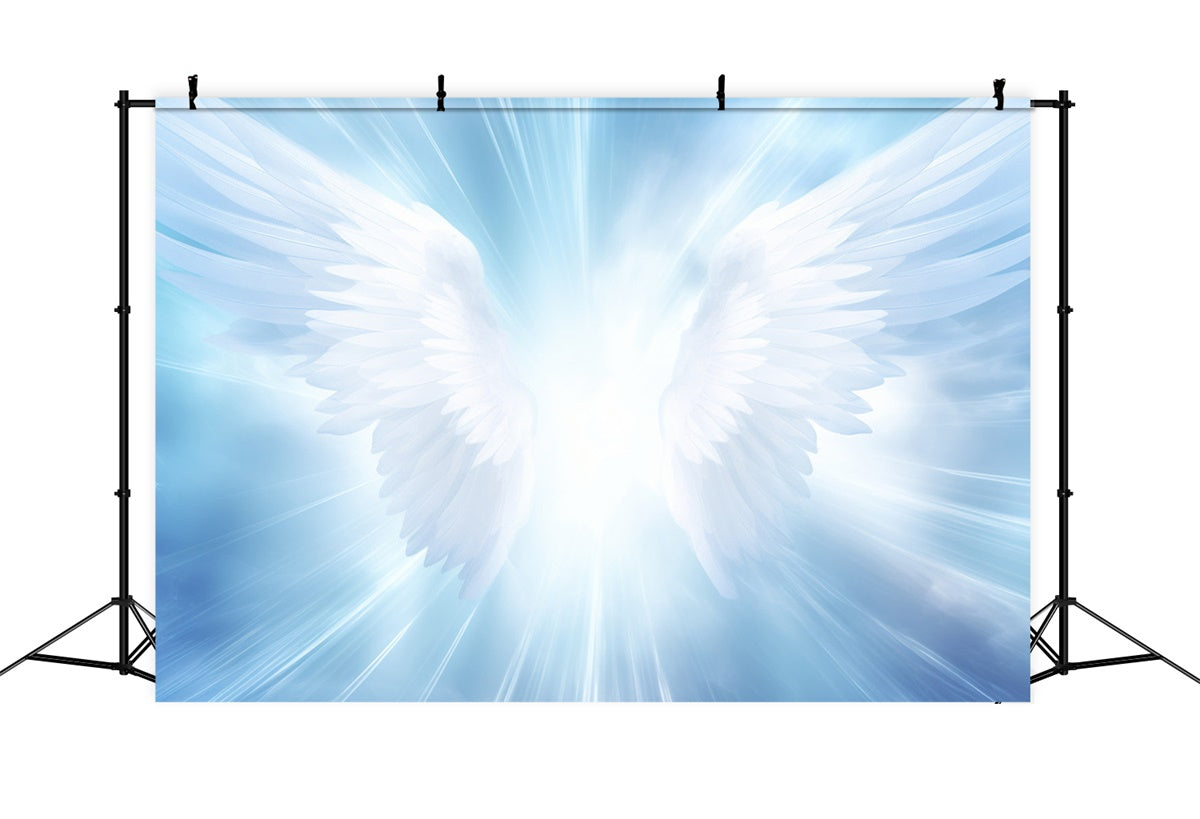 Memorial Backdrop Ideas White Angel Wings Glow Backdrop UK XY2-144