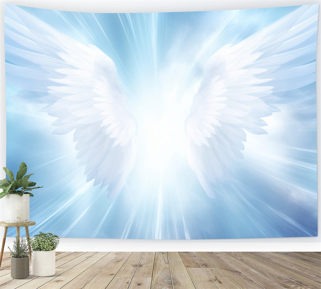 Memorial Backdrop Ideas White Angel Wings Glow Backdrop UK XY2-144