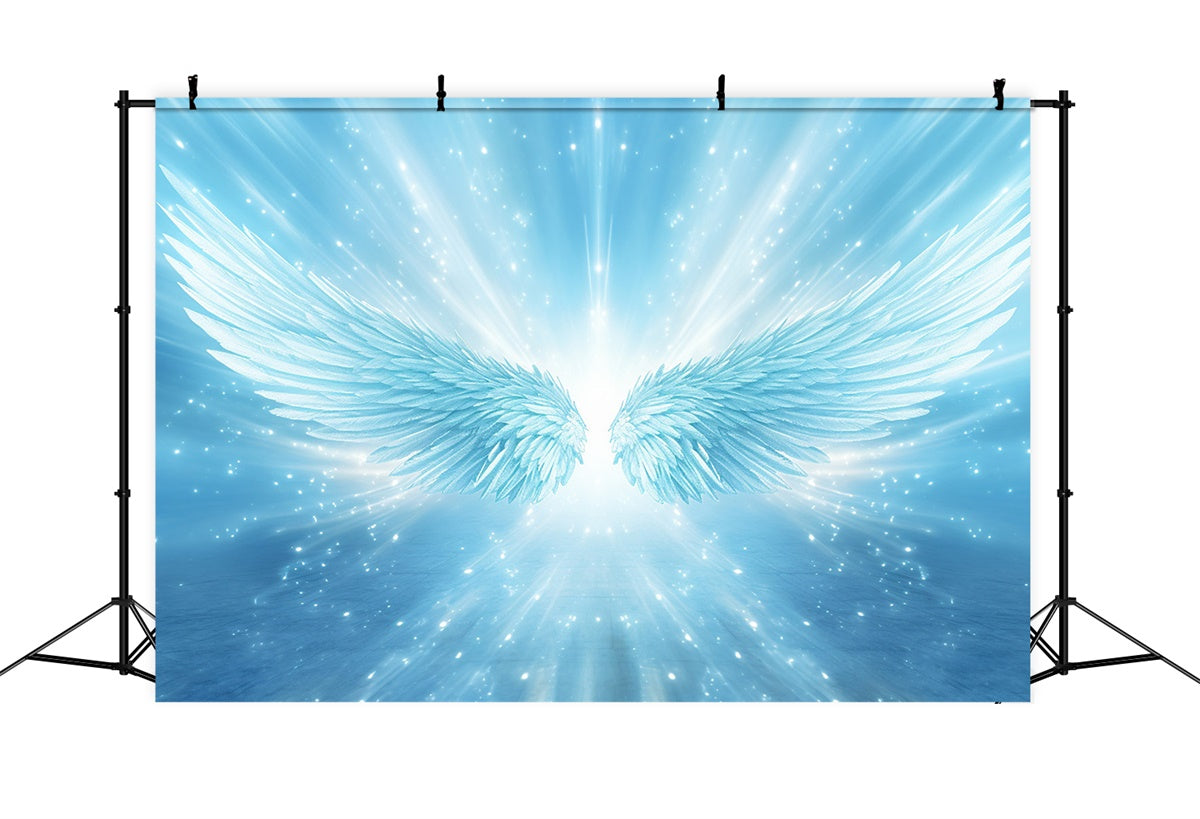 Memorial Backdrops Dreamy Blue Angel Wings Light Backdrop UK XY2-145