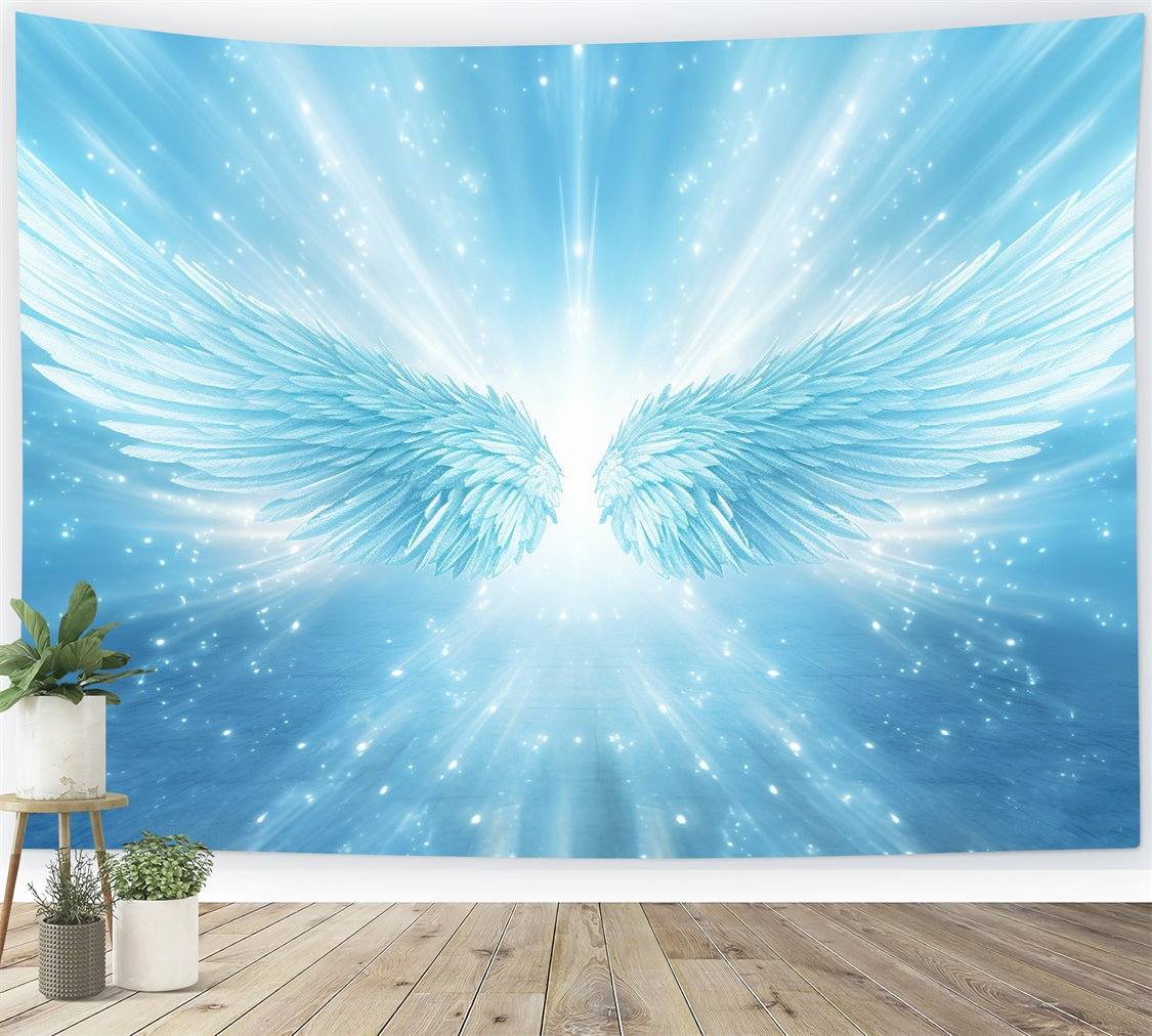 Memorial Backdrops Dreamy Blue Angel Wings Light Backdrop UK XY2-145