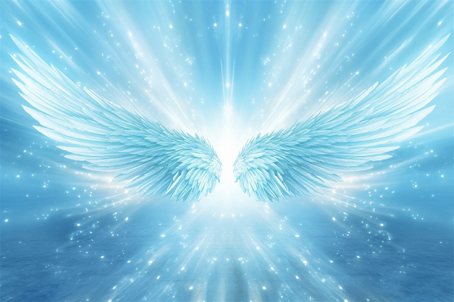 Memorial Backdrops Dreamy Blue Angel Wings Light Backdrop UK XY2-145