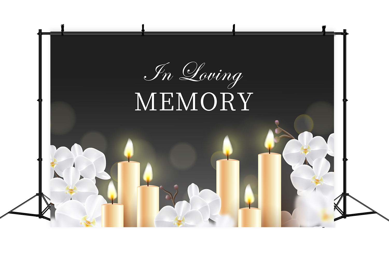 Memorial Backdrops White Orchids Candle Tribute Backdrop UK XY2-147