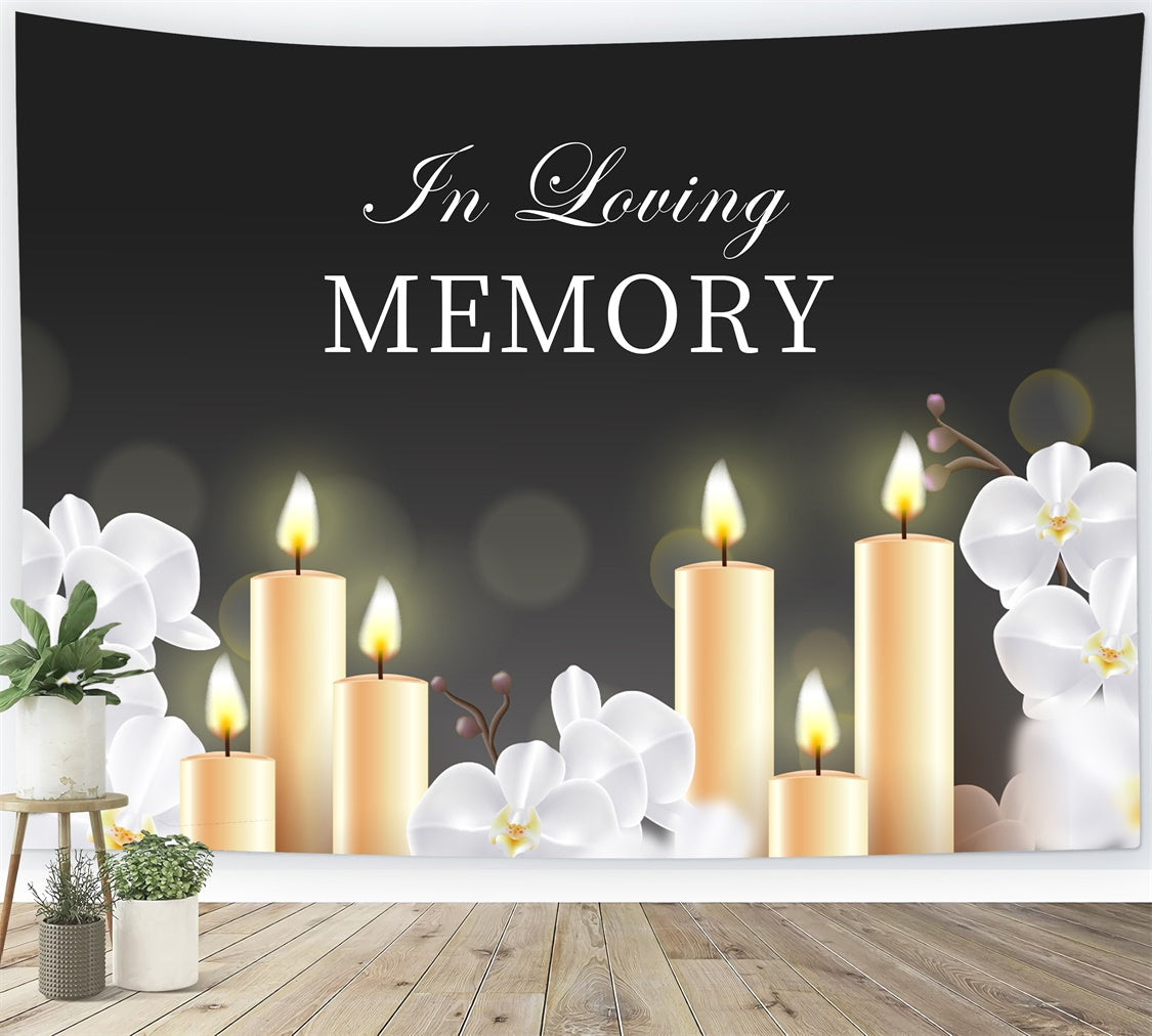 Memorial Backdrops White Orchids Candle Tribute Backdrop UK XY2-147