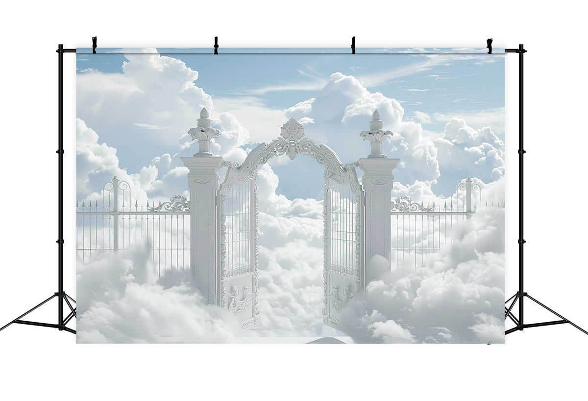 Memorial Backdrop White Ornate Celestial Gateway Backdrop UK XY2-148