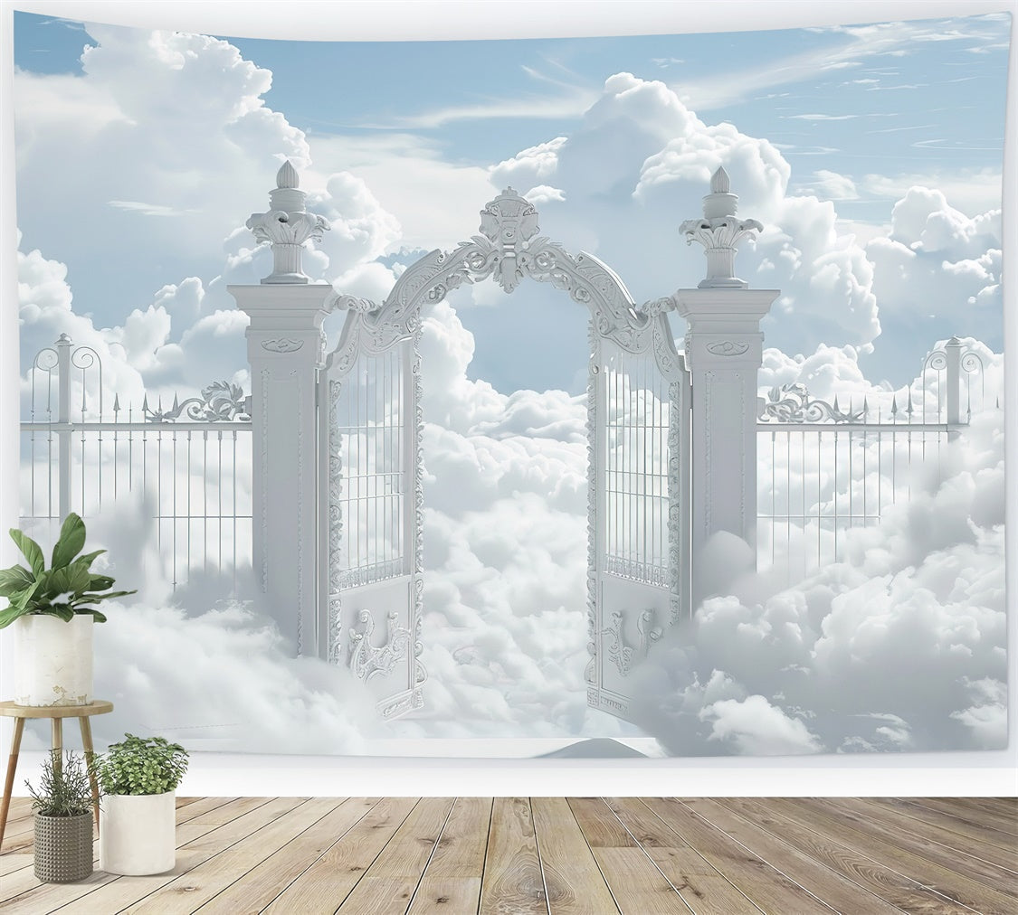 Memorial Backdrop White Ornate Celestial Gateway Backdrop UK XY2-148