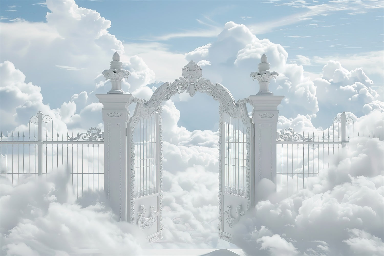 Memorial Backdrop White Ornate Celestial Gateway Backdrop UK XY2-148