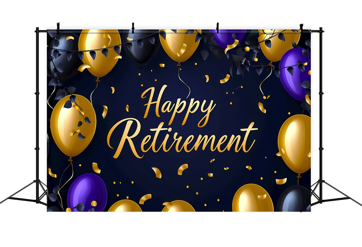 Retirement Photo Backdrop Elegant Gold Balloon Confetti Backdrop UK XY2-150