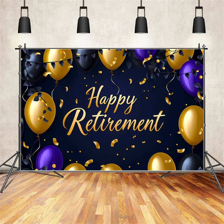 Retirement Photo Backdrop Elegant Gold Balloon Confetti Backdrop UK XY2-150