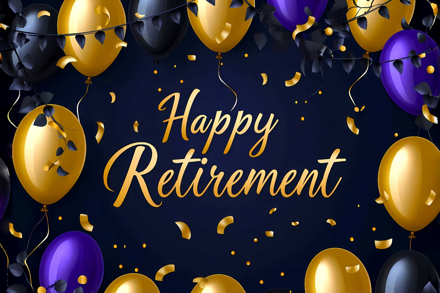 Retirement Photo Backdrop Elegant Gold Balloon Confetti Backdrop UK XY2-150