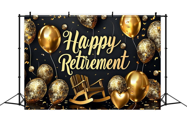 Happy Retirement Backdrop Glitter Balloon Rocking Chair Backdrop UK XY2-151