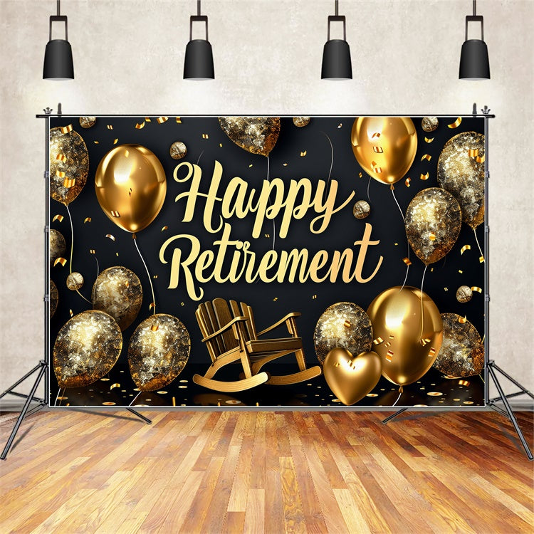 Happy Retirement Backdrop Glitter Balloon Rocking Chair Backdrop UK XY2-151