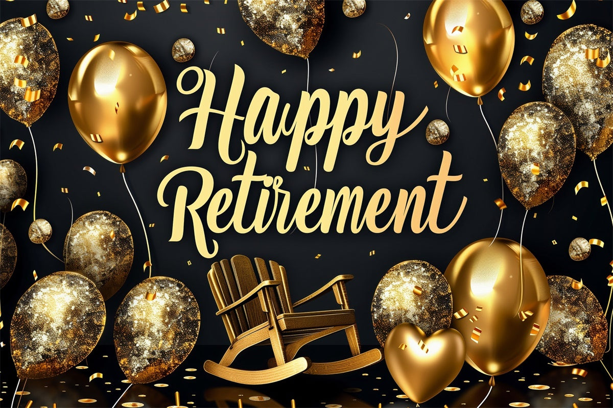 Happy Retirement Backdrop Glitter Balloon Rocking Chair Backdrop UK XY2-151