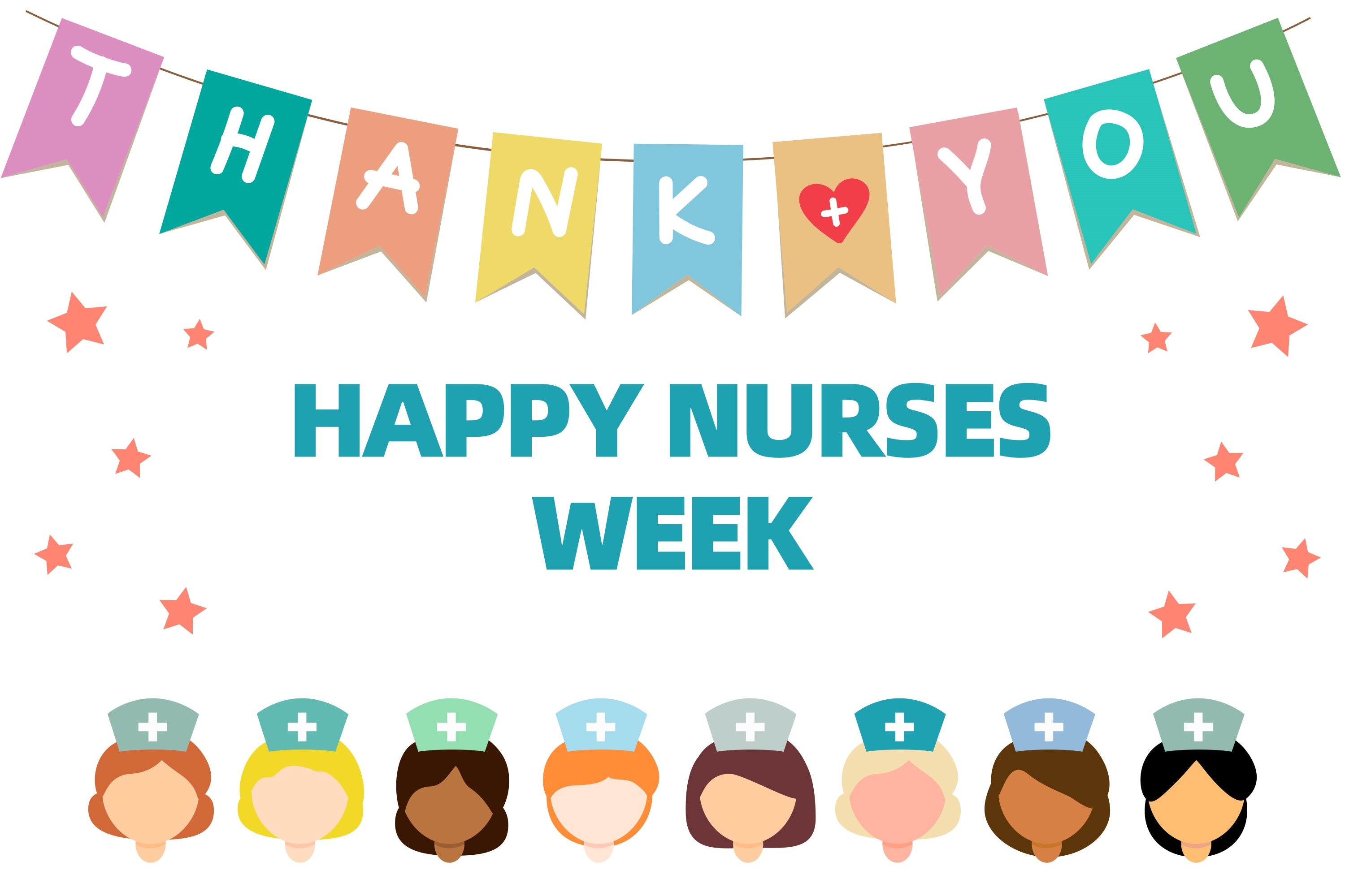 Thank You Backdrop Cute Cartoon Nurses Festive Backdrop UK XY2-157