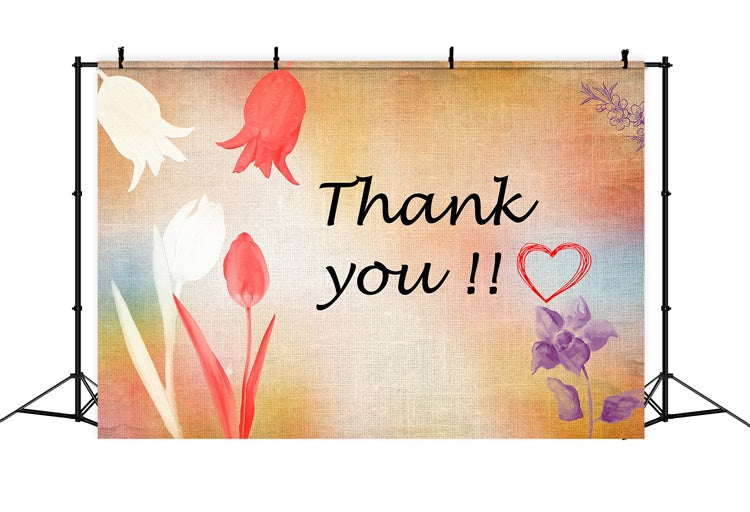 Thank You Backdrop Vintage Floral Gratitude Backdrop UK XY2-158