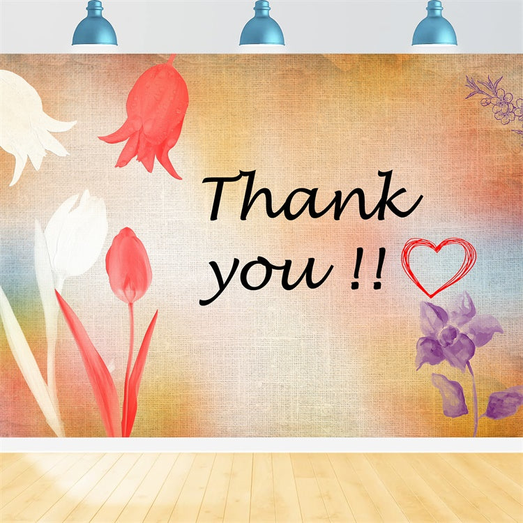 Thank You Backdrop Vintage Floral Gratitude Backdrop UK XY2-158