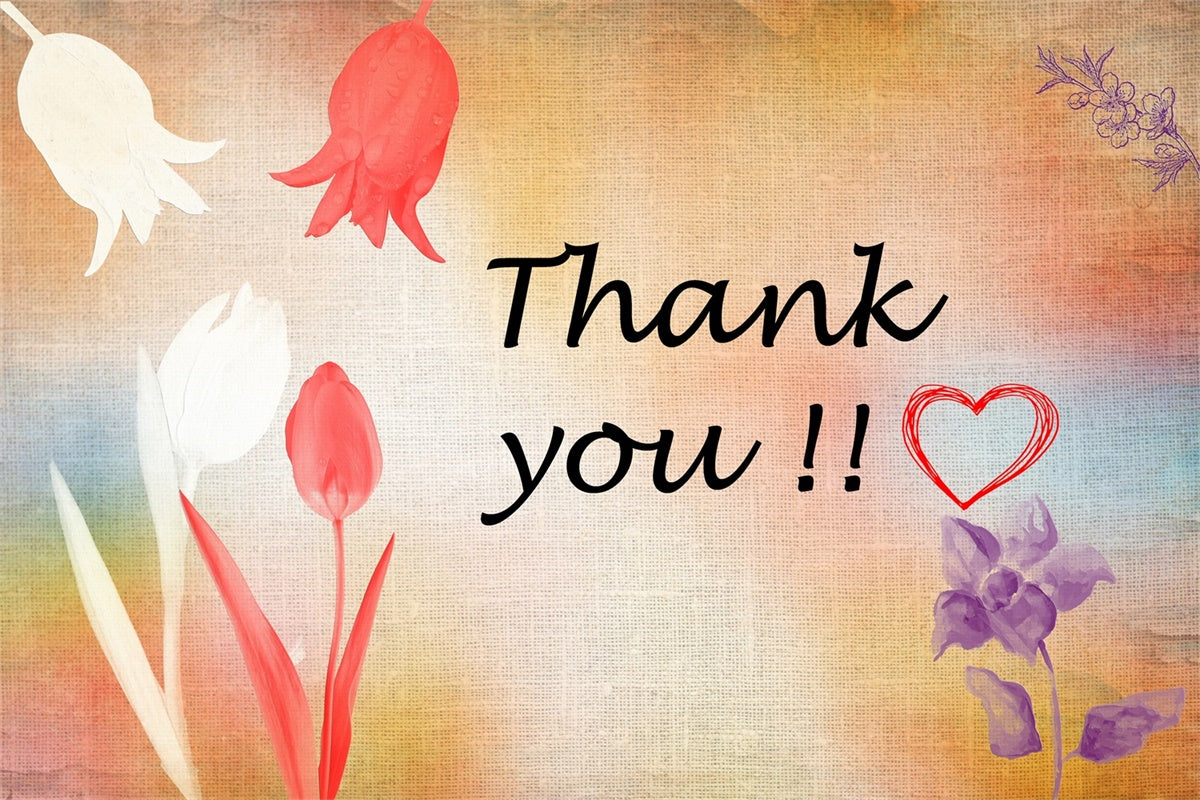 Thank You Backdrop Vintage Floral Gratitude Backdrop UK XY2-158