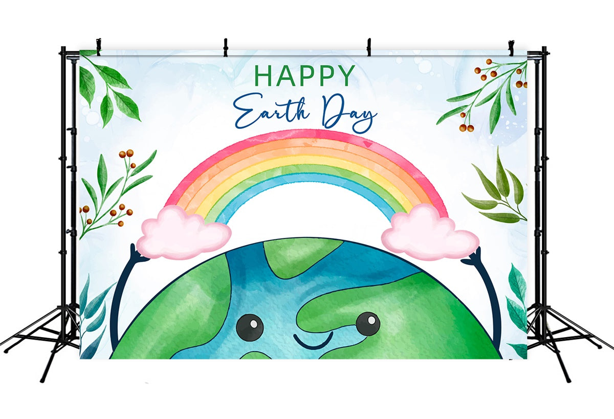 Happy Earth Day Backdrop Vibrant Rainbow Celebration Backdrop UK XY2-16