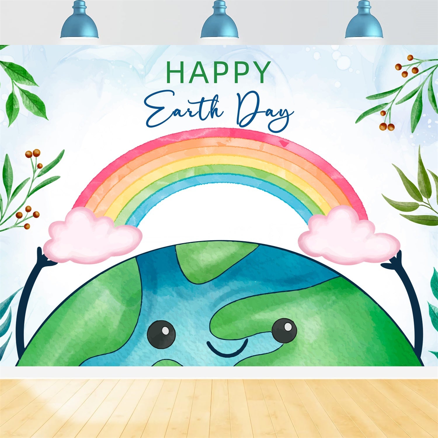 Happy Earth Day Backdrop Vibrant Rainbow Celebration Backdrop UK XY2-16