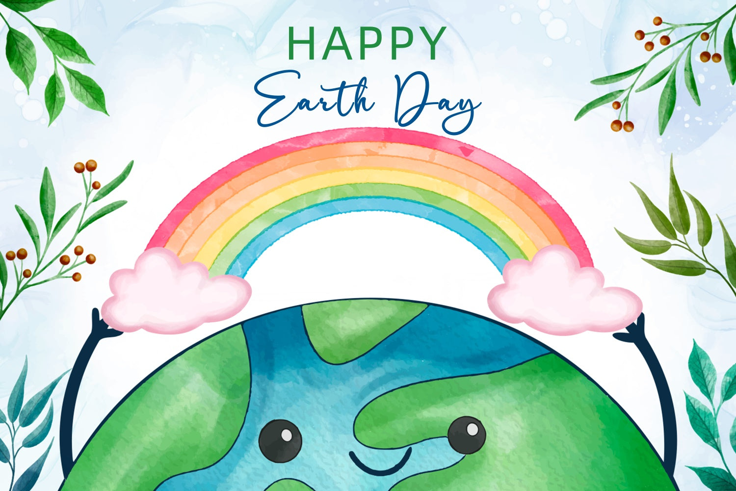 Happy Earth Day Backdrop Vibrant Rainbow Celebration Backdrop UK XY2-16