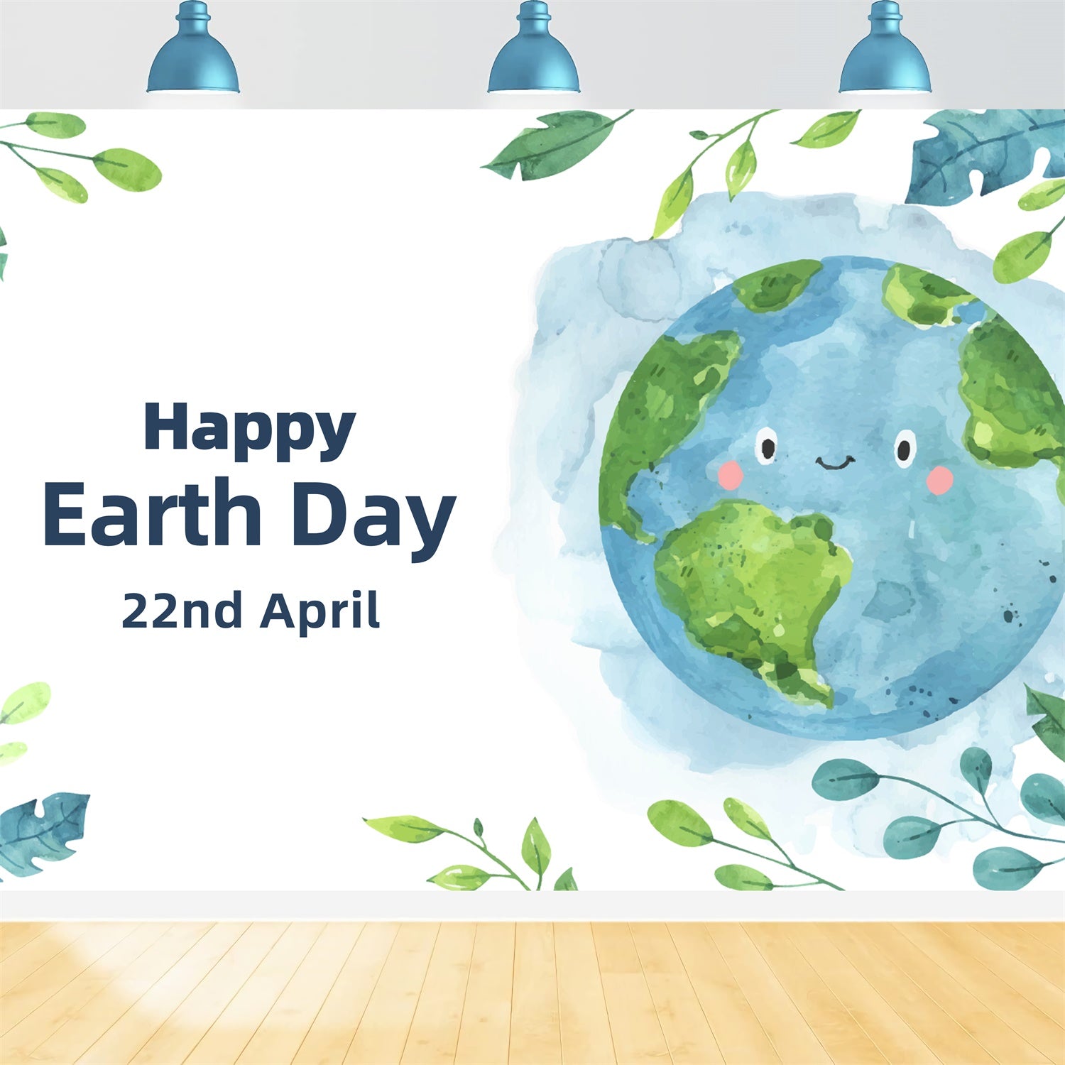 Happy Earth Day Backdrop Eco Celebration Cartoon Backdrop UK XY2-17