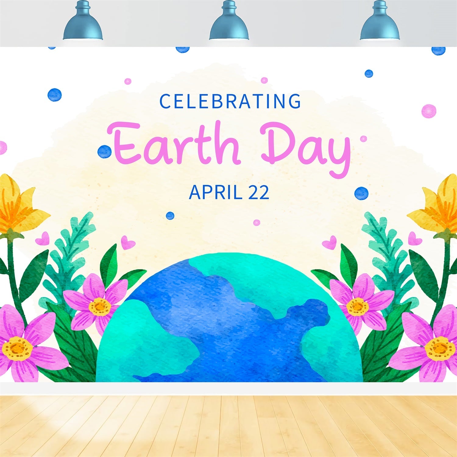 Happy Earth Day Backdrop Cute Floral Earth Day Theme Backdrop UK XY2-20