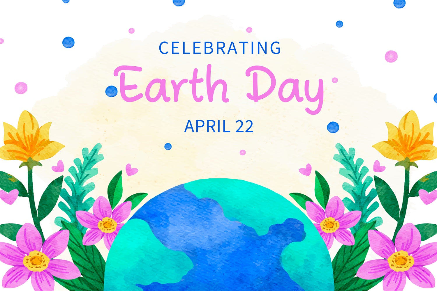 Happy Earth Day Backdrop Cute Floral Earth Day Theme Backdrop UK XY2-20