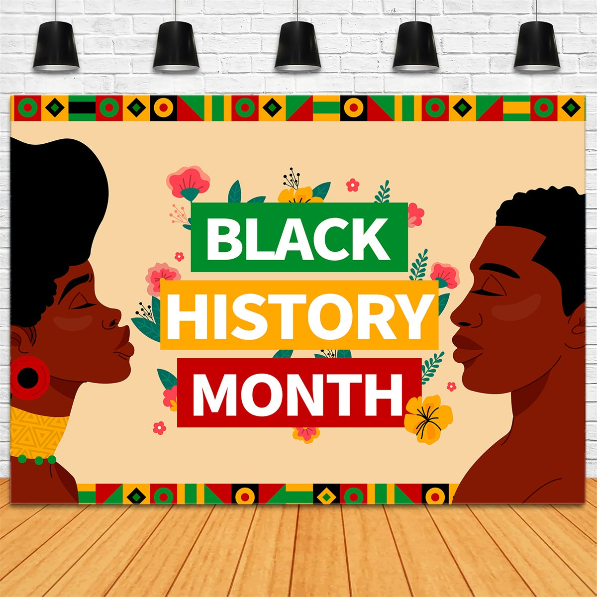 Black History Month Backdrop Black Culture Celebration Floral Backdrop UK XY2-4