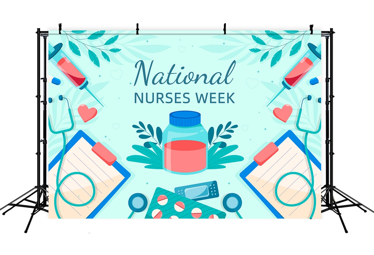 National Nurses Day Backdrop Heartfelt Medical Celebration Backdrop UK XY2-44