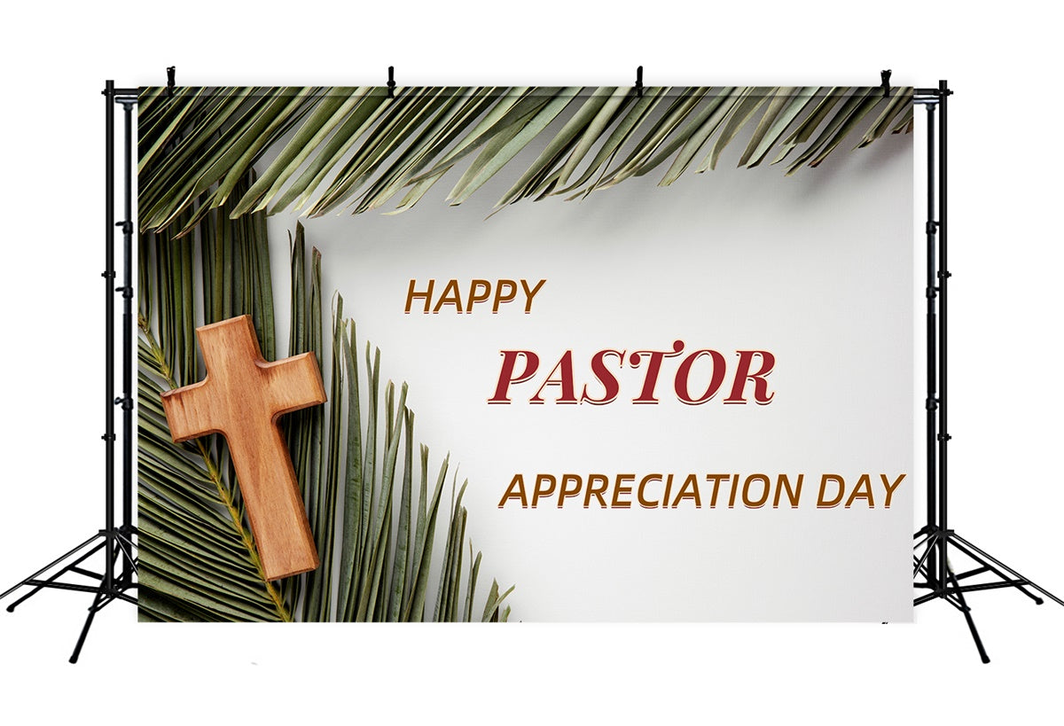 Backdrop For Pastor Appreciation Spiritual Lush Palm Cross Backdrop UK XY2-46