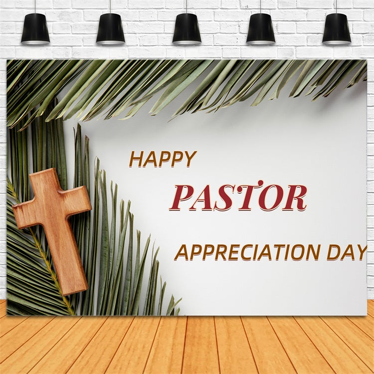 Backdrop For Pastor Appreciation Spiritual Lush Palm Cross Backdrop UK XY2-46