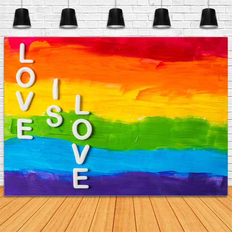 Pride Photo Backdrop Text Design Rainbow Stripes Backdrop UK XY2-55