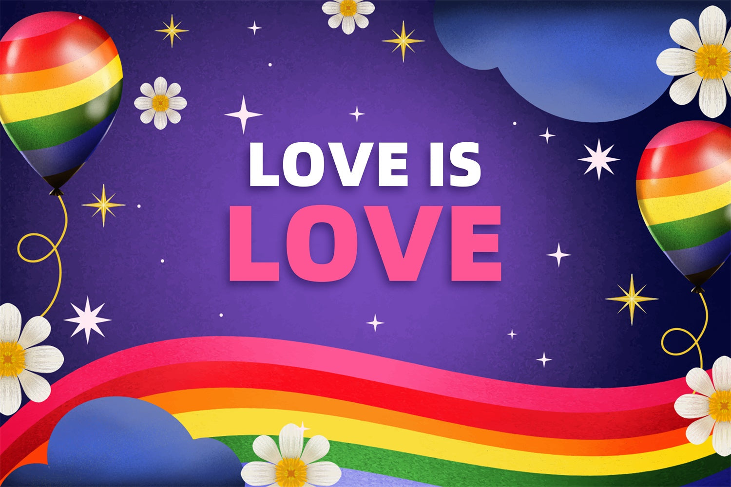 Pride Backdrops Love Is Love Rainbow Balloon Backdrop UK XY2-56