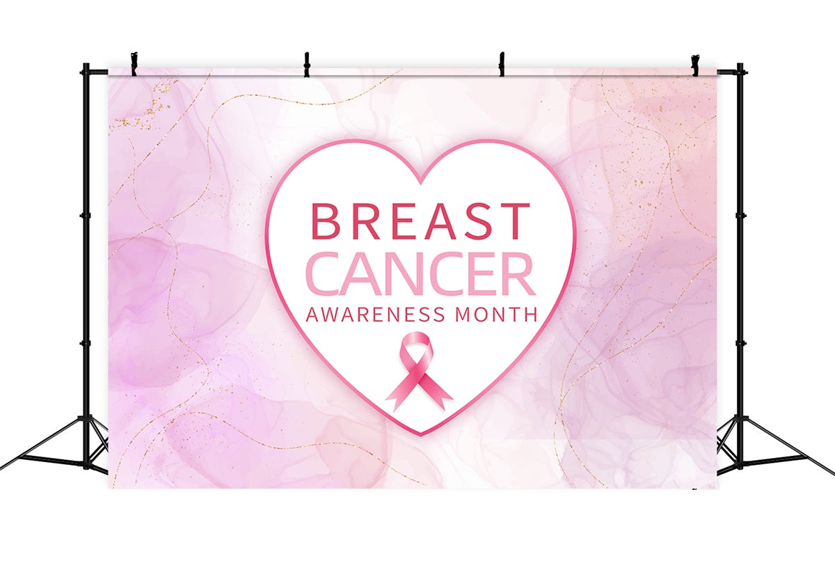 Breast Cancer Awareness Backdrop Elegant Heart Pink Ribbon Backdrop UK XY2-6