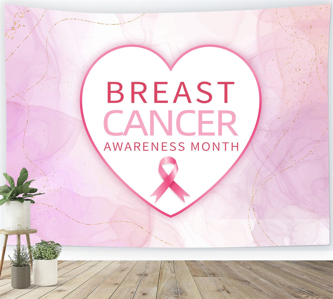 Breast Cancer Awareness Backdrop Elegant Heart Pink Ribbon Backdrop UK XY2-6