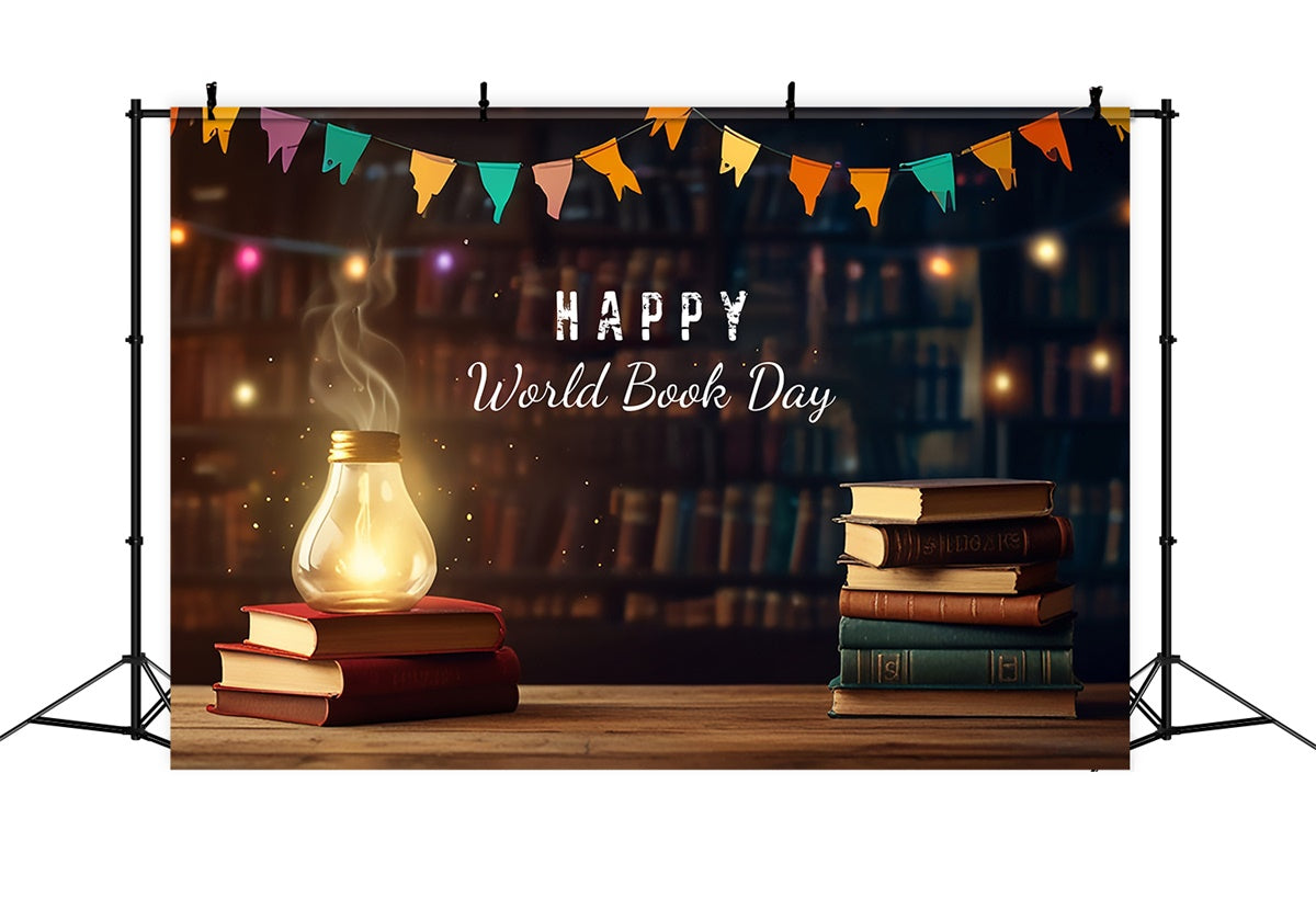 World Book Day Backdrop Vintage Library Warm Glow Backdrop UK XY2-64