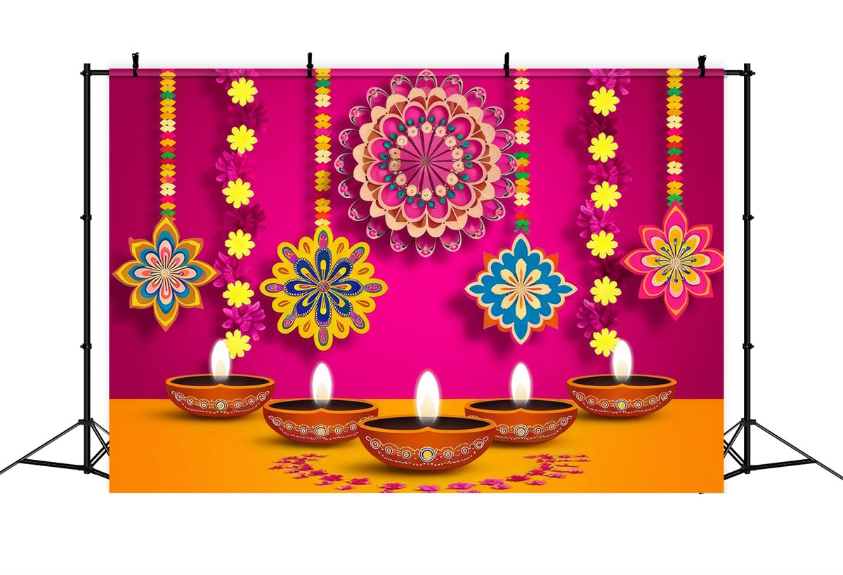 Diwali Backdrops Colorful Hanging Floral Festival Backdrop UK XY2-68