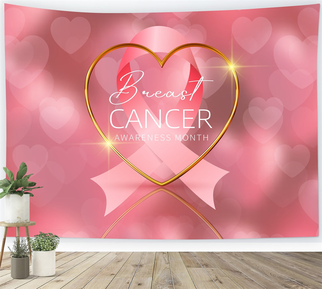 Breast Cancer Awareness Photo Backdrop Sparkling Heart Pink Backdrop UK XY2-7