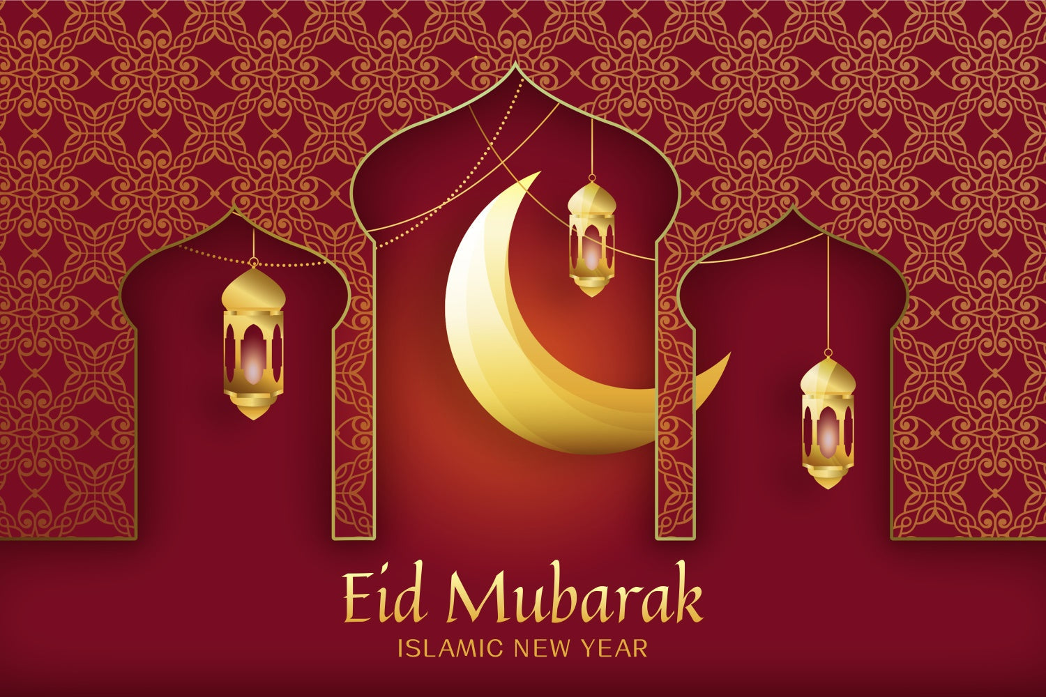 Eid Mubarak Backdrop Festive Ramadan Hanging Lanterns Backdrop UK XY2-74