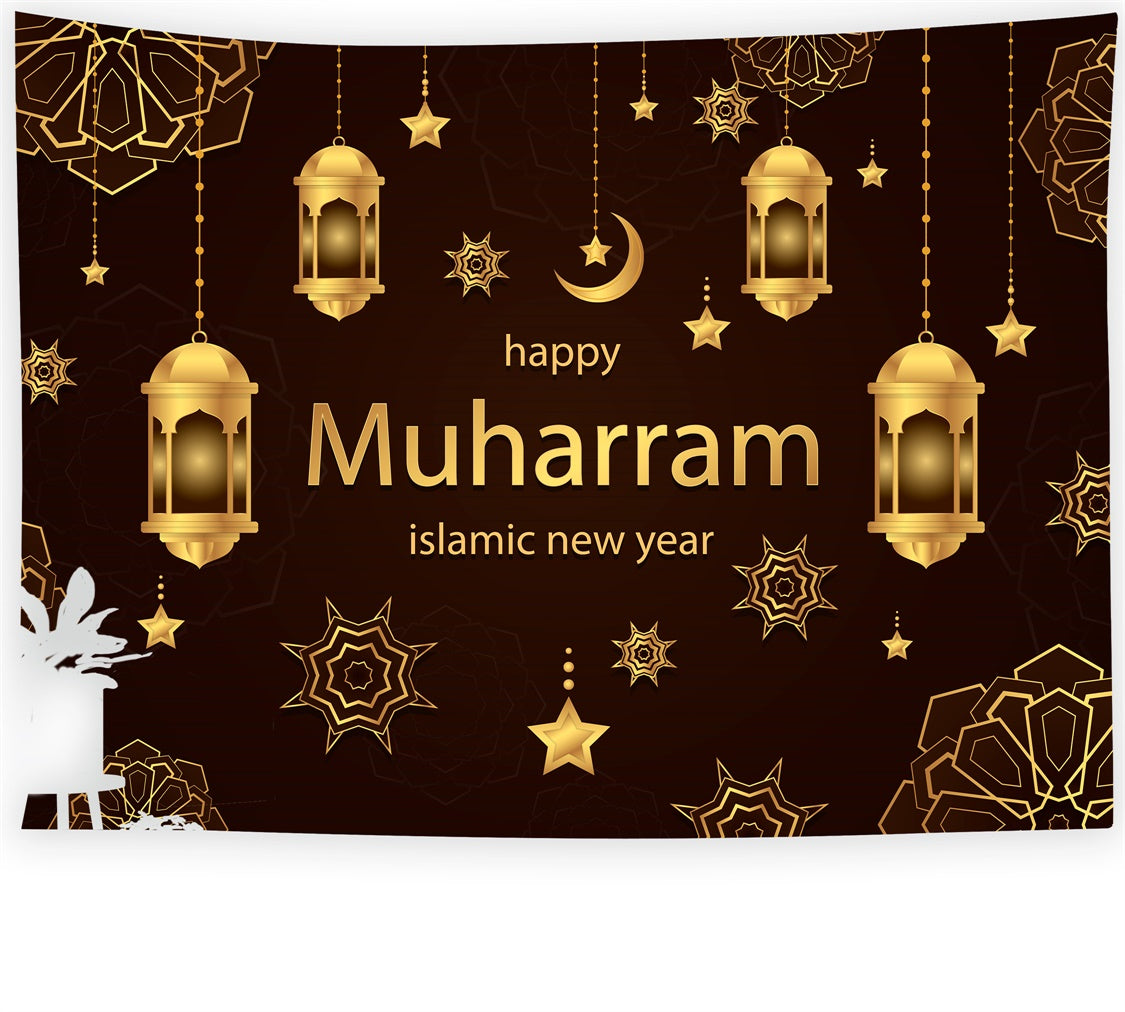 Eid Mubarak Backdrop Muharram Holy Night Lanterns Backdrop UK XY2-75