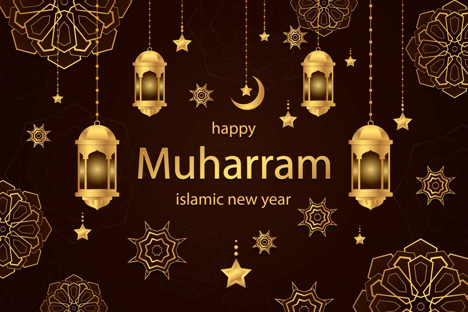 Eid Mubarak Backdrop Muharram Holy Night Lanterns Backdrop UK XY2-75