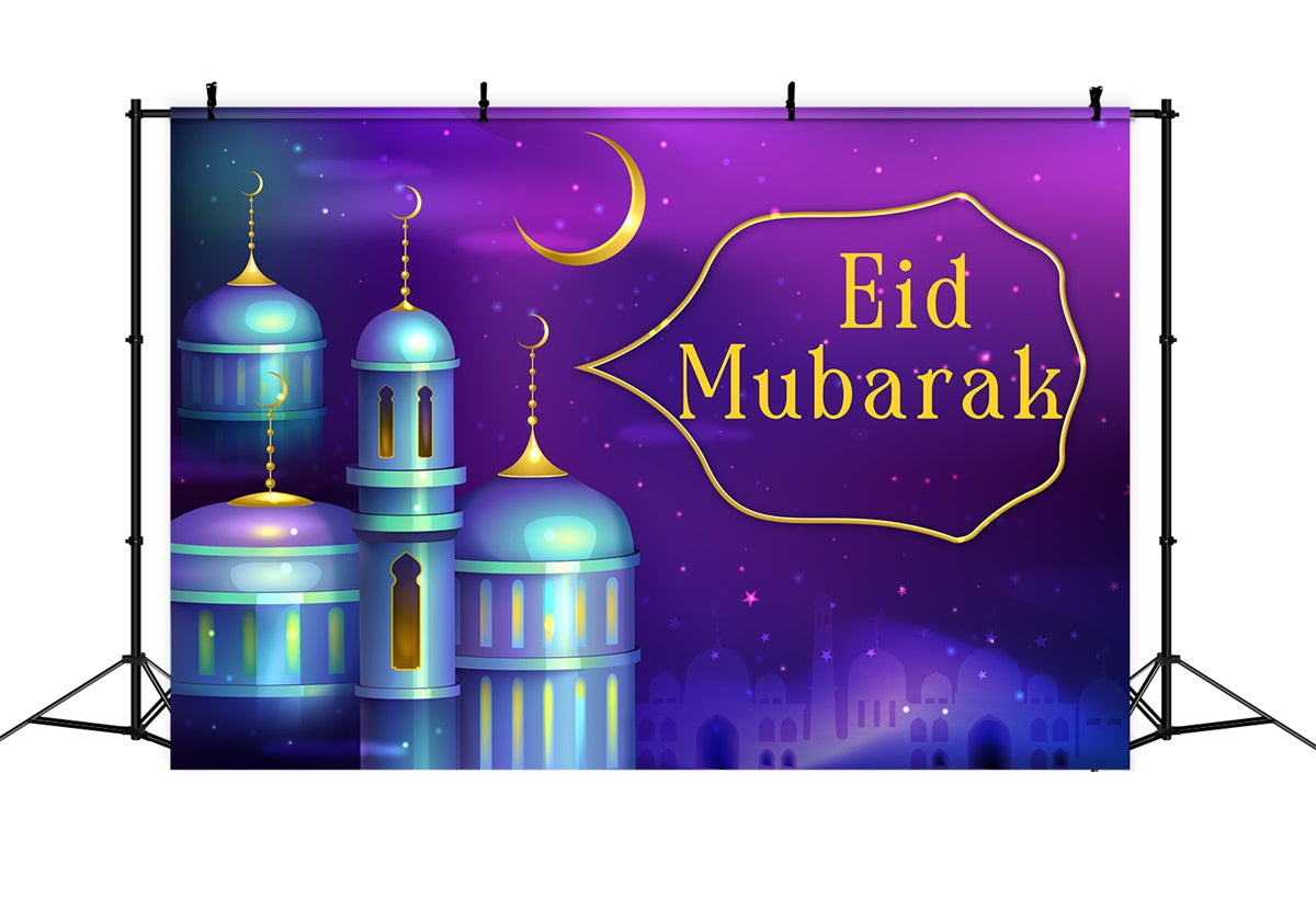 Eid Mubarak Backdrop Crescent Moon Stars Festival Backdrop UK XY2-76