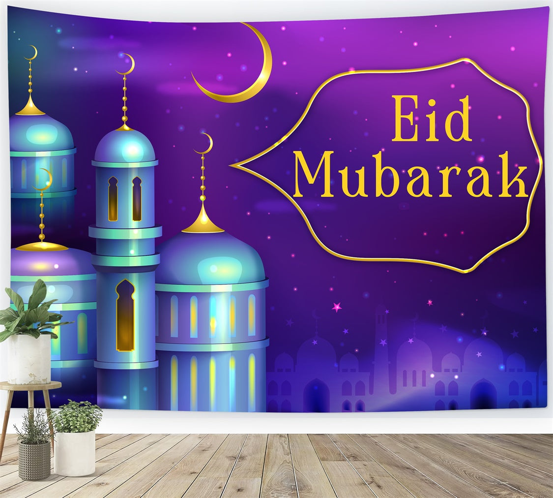 Eid Mubarak Backdrop Crescent Moon Stars Festival Backdrop UK XY2-76